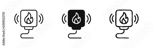 Foto Fire Alarm and Smoke Detector Safety Alert Icon Set