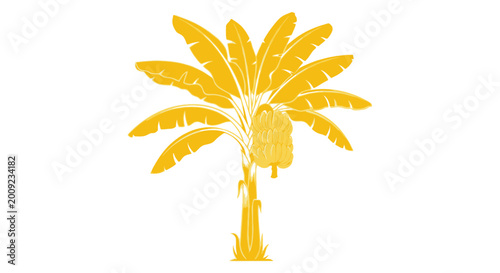 A vibrant orange palm tree illustration features golden autumn leaves and floral patterns in a summer design, showcasing a beautiful nature silhouette isolated on a white background