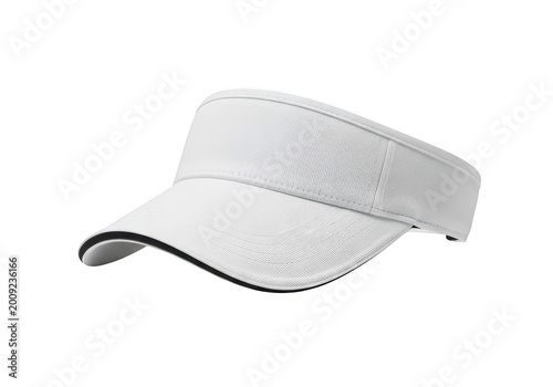 Classic mesh-backed visor cap in pure white isolated on transparent background