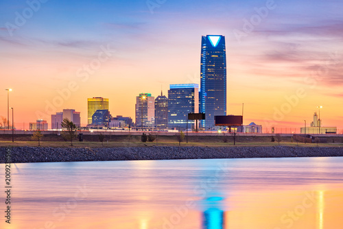 Oklahoma City, Oklahoma, USA. Cityscape image of Oklahoma City skyline at beautiful spring sunrise.