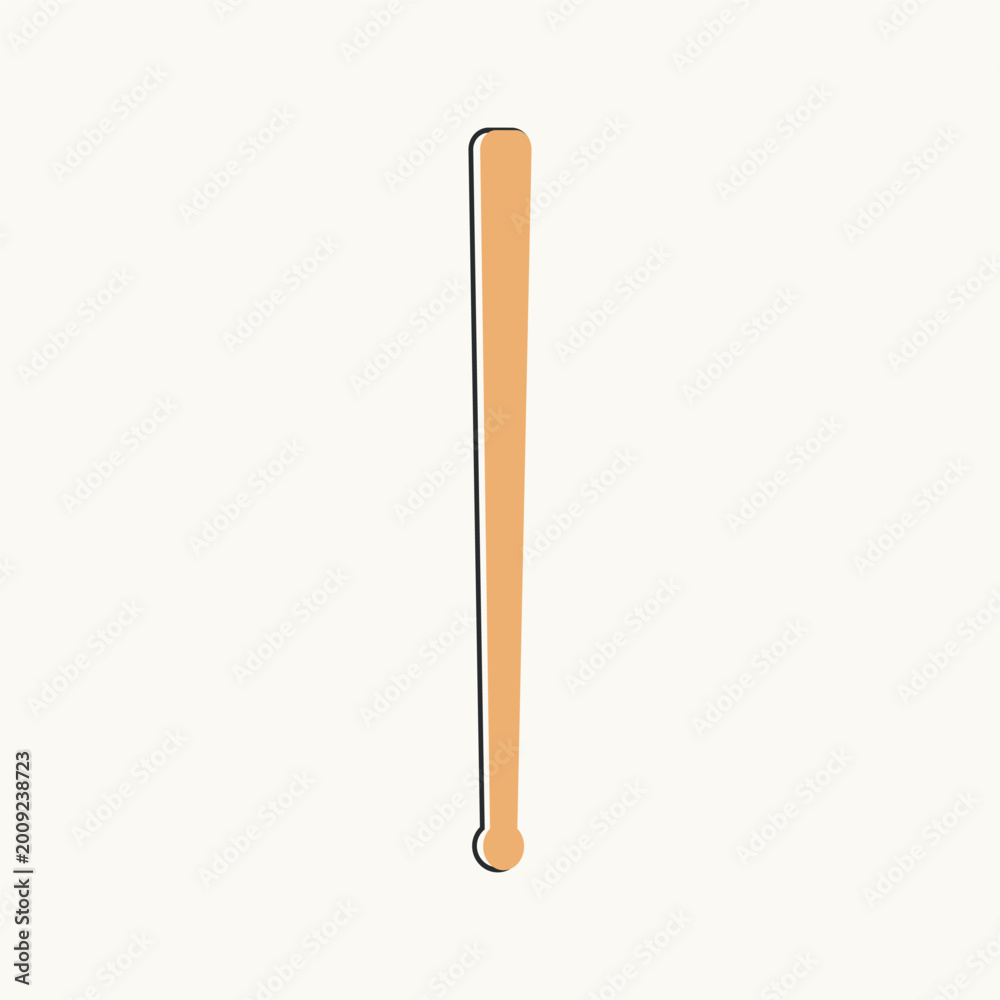 Obraz premium Wooden baseball bat icon on white background, vector illustration, Monochrome, simple shape for design logo, emblem, symbol, sign, sports equipment, sports apps and website, sport icon,