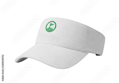 White mesh cap with green eco logo isolated on transparent background