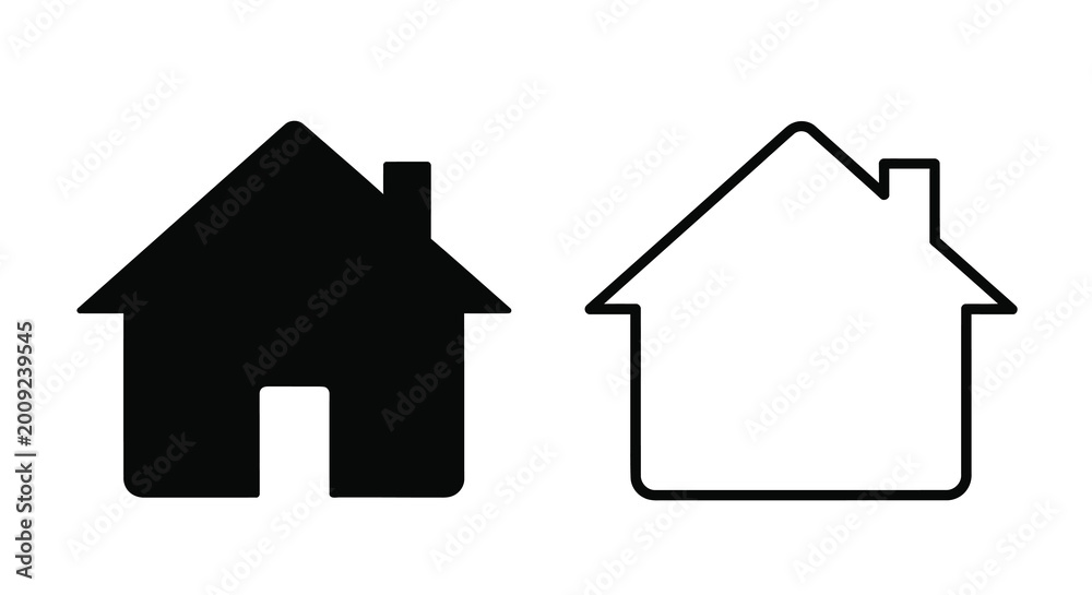 Fototapeta premium House shape silhouettes on white background silhouette