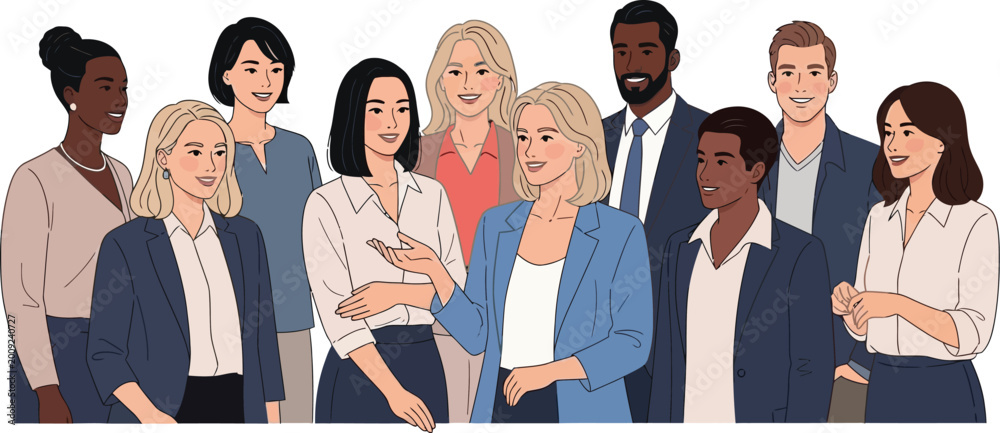 Obraz premium Colleagues engage in a lively meeting to discuss new corporate strategies.