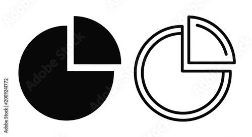 Photos Pie chart silhouettes with one slice highlighted black and white silhouette
