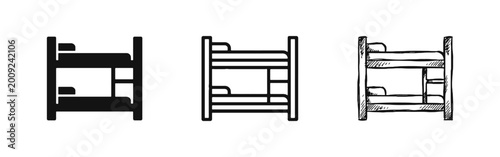 Photos Bunk bed icon set for furniture and hostel room accommodation