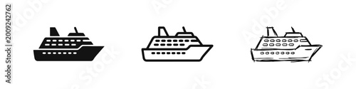 Fotografía Passenger Cruise Ship and Ferry Icon for Travel and Sea Transport