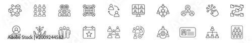 Photos Minimalist outline vector icon set representing network, teamwork, and collaboration concepts