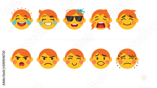 Obraz na plátně Diverse Emotions: A vibrant array of emojis depicting a spectrum of human emotions