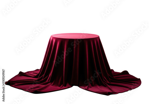 Elegant deep red mushroom with smooth cap and stem isolated on transparent background