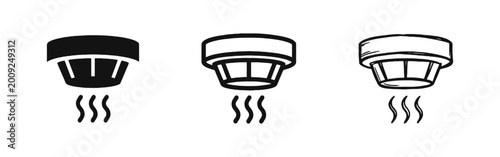 Quadro su tela Smoke Detector Icon Set with Fire Alarm and Sensor Symbols