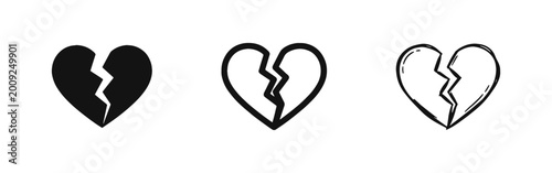 Foto Broken Heart Icon Symbolizing Heartbreak, Relationship Separation, Sadness, and