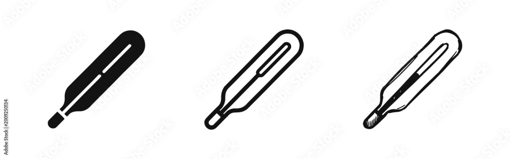 Obraz premium Medical Fever Thermometer Health Icons Set