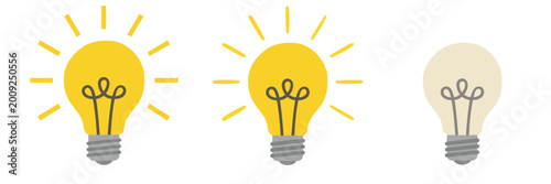 Fotografie Light bulb cartoon idea and no idea drawing clipart with yellow lighting smart t