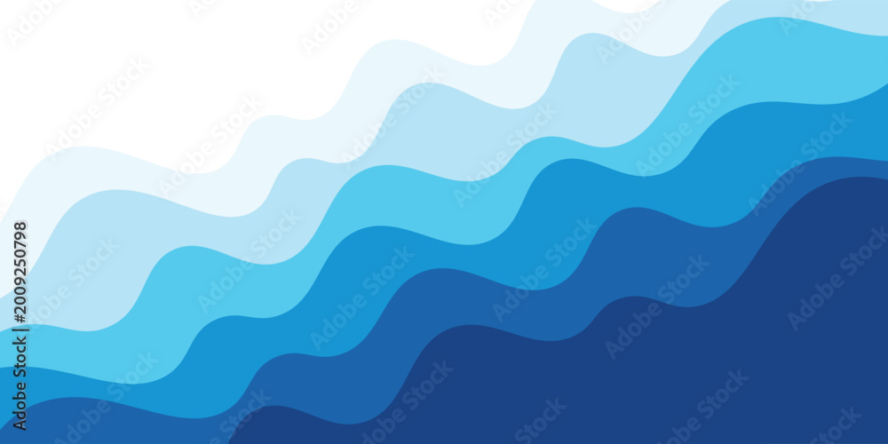 Fototapeta premium Sea waves layered vector background and sea beach vector illustration.