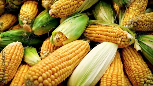 Fresh harvest of sweet corn cobs