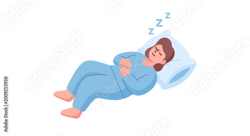 Foto Woman sleeping peacefully on a pillow in bed at night