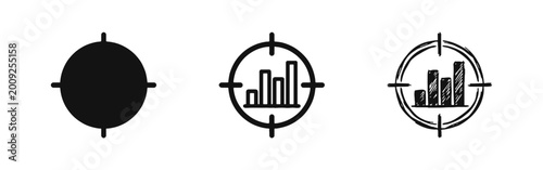 Canvas Print Business Target and Data Analysis Icon Set with Bar Chart