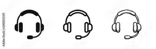 Fotografi Customer support headset icon set for call center and service