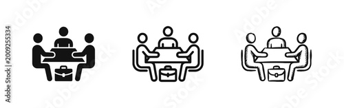 Φωτογραφία Business meeting icon set for collaboration and interview