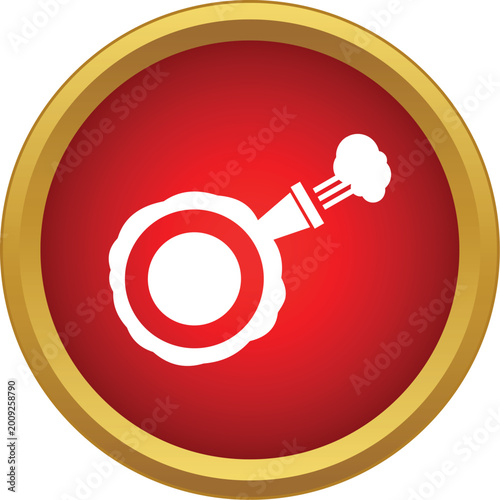 Photos Exploding bomb icon symbolizing danger, warning, and emergency in a red button