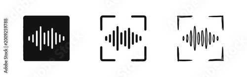 Fotografie Audio sound wave frequency and recording icon set