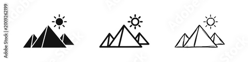 Konstfotografi Ancient Egyptian Pyramids and Travel Icon Set