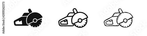 Canvas-taulu Circular Saw Power Tool Icon Set in Solid, Line, and Sketch Styles