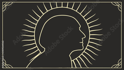 Fotografie Monochrome profile portrait of mother teresa with radiant halo