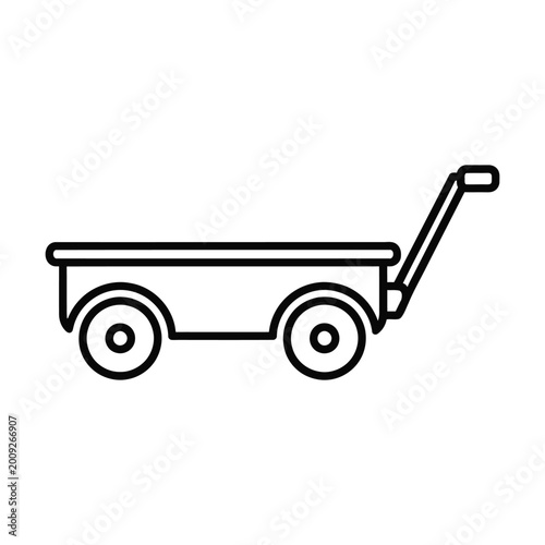 Bild auf Leinwand Simple hand pull wagon cart line art icon for gardening or child play activity o