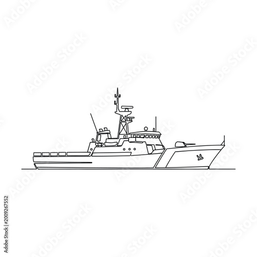 Foto Coast guard cutter vessel for maritime search and rescue operations in clean lin
