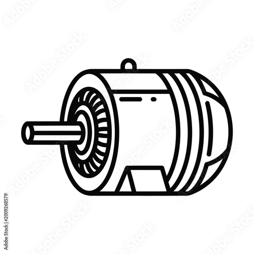 Schilderij op canvas Outline icon of powerful industrial electric motor used for manufacturing machin