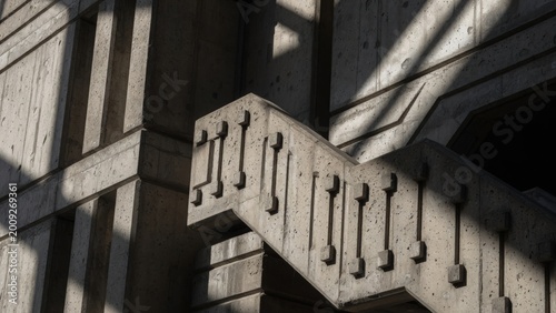 Architectural Detail of Modern Building with Shadows and Concrete Elements