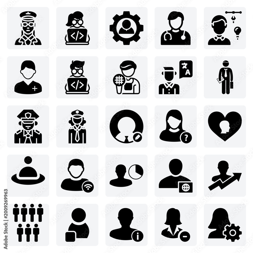 Obraz premium Illustrations Of The Modern Workforce Showing Men And Women In Various Technical, Creative, And Service Jobs
