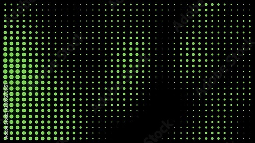 3D rendering of green dot patterns on a dark background