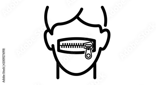 Tableau sur toile Zipper on Mouth Icon - Concept of Silence, Secret, No Talking
