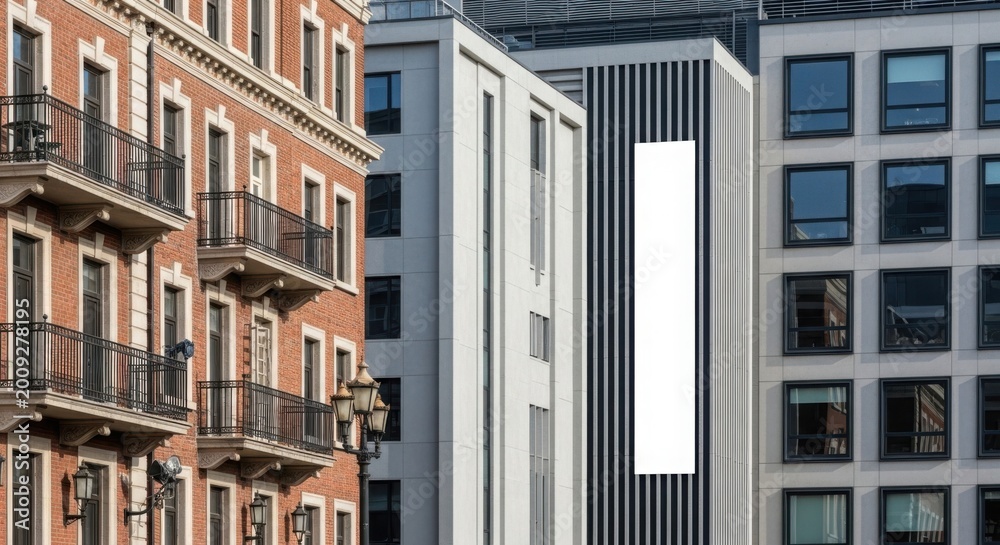 Obraz premium Modern architecture meets historic charm a striking contrast in urban cityscape