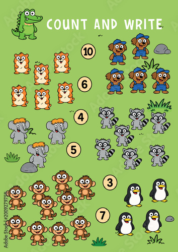 Count and Write Animal Numbers Worksheet