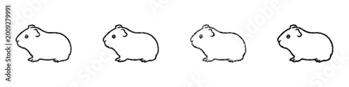 Cuadro en lienzo Sketch guinea pig outline icon design set
