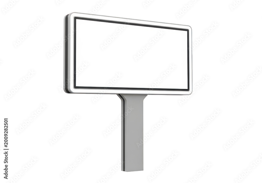 Fototapeta premium Modern blank billboard sign on a pole isolated on transparent background