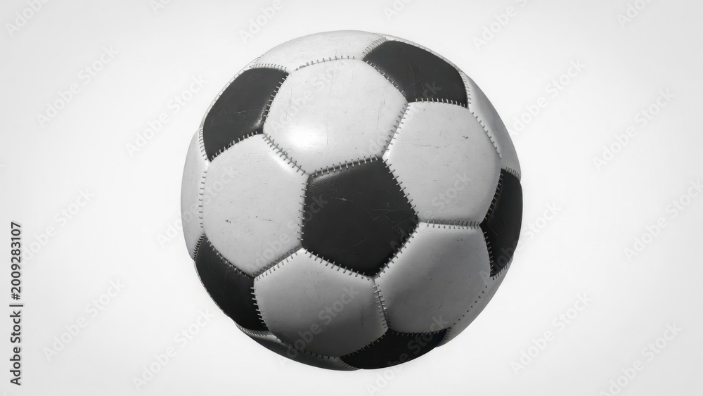 Fototapeta premium Soccer ball centered resting on white studio background