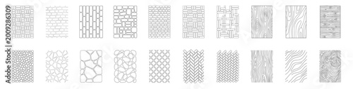Foto set of seamless stone and wood texture patterns vector illustration on transpare