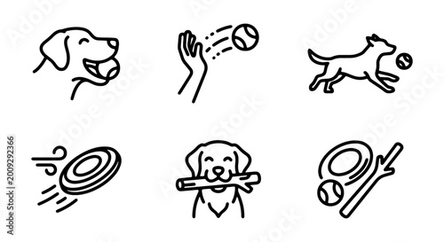 Photos Dog, pet, icons, dog training, obedience, vector