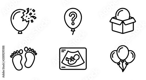 Bild auf Leinwand Pregnancy, baby icons, vector set, line style