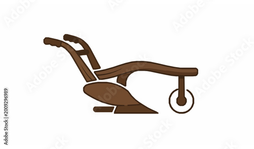Foto Creative wooden plough farming icon with modern flat and outline style agricultu