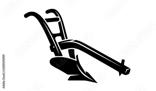 Фотография Bold wooden plough silhouette icon with traditional farming tool design in stron