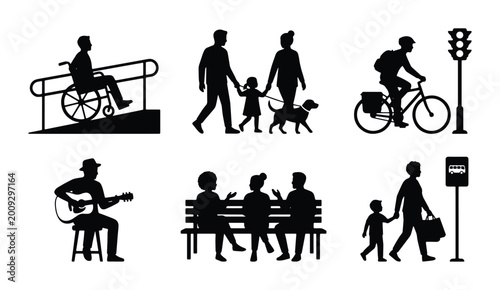 Canvastavla People engaged in daily life scenes as vector icons