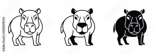 Foto hippopotamus silhouette set on white background