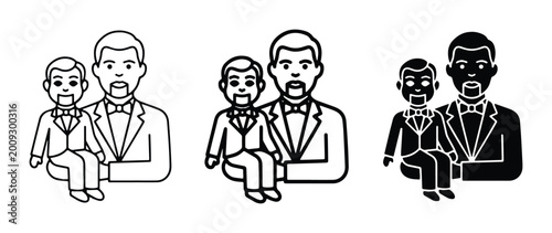 one person family icons in vector format with black and white color scheme