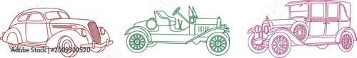 Fotografie Vintage classic car collection with retro automobile designs, old vehicles, and